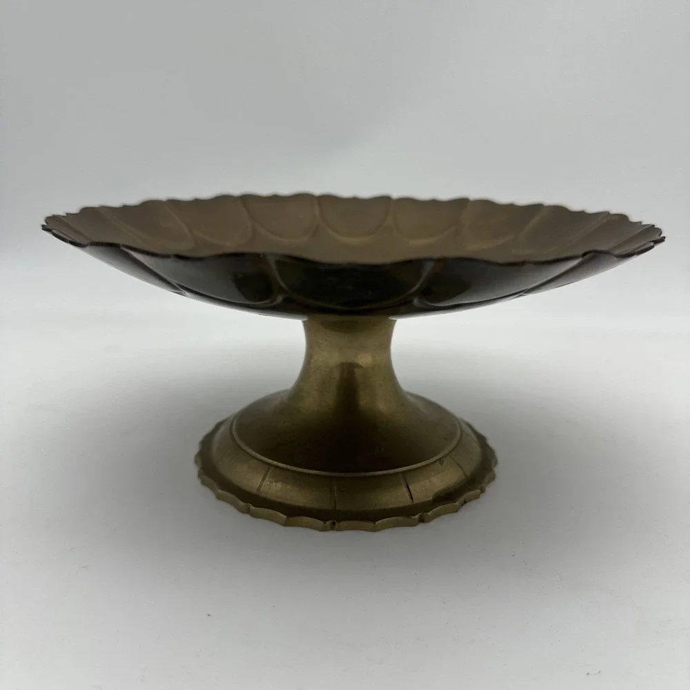 Vintage Antique Mottahedeh Brass Footed Candy Dish Decor Holder 4